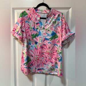.Pink and Blue Floral Blouse. Never worn.